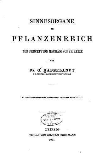 Sinnesorgane im Pflanzenreich, zur Perception mechanischer Reize