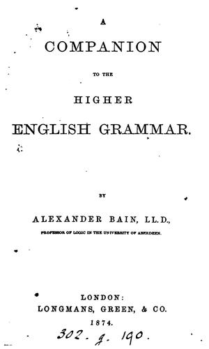 A COMPANION TO THE HIGHER ENGLISH GRAMMAR