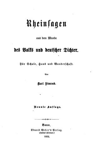 Rheinsagen, aus dem Munde des Volks und deutscher Dichter: Für Schule, Haus und Wanderschaft