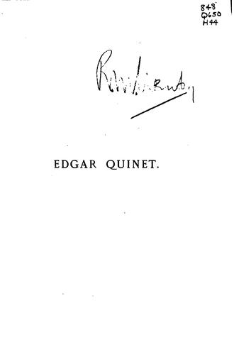 Edgar Quinet: His Early Life and Writings