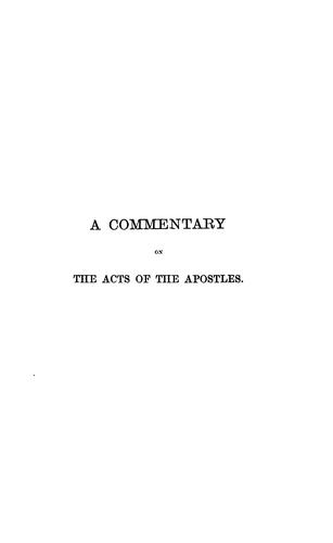 A commentary on the Acts of the Apostles