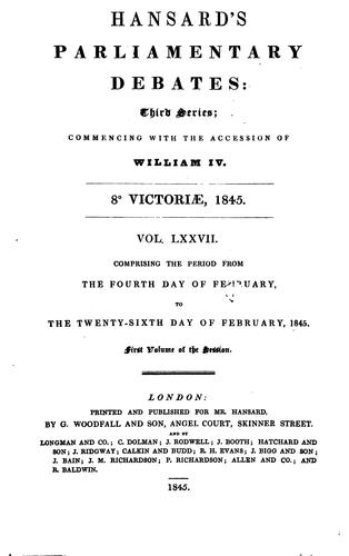 Hansard's Parliamentary Debates