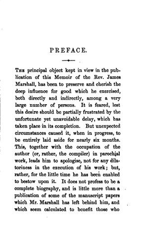 A memoir of the rev. James Marshall, late incumbent of Christ church, Clifton