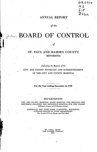 Annual Report of the Board of Control of Saint Paul and Ramsey County, Minnesota