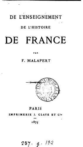 De L'enseignement de l'histoire de France