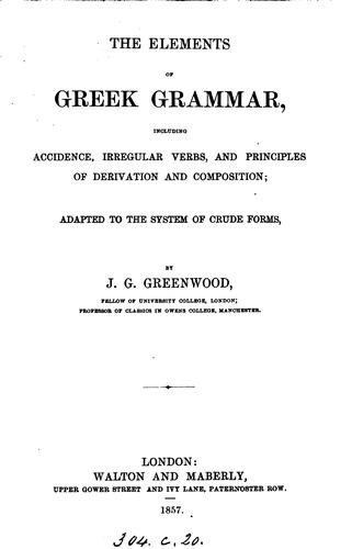 The Elements of Greek Grammar