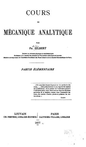 Cours de Mécanique Analytique