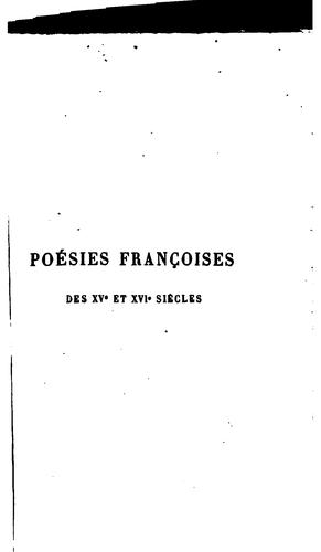 Recueil de poésies françoises des XVe et XVIe siècles