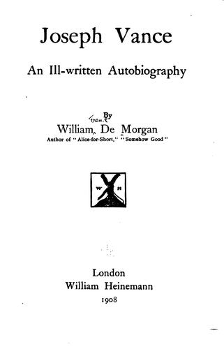 Joseph Vance: An Ill-written Autobiography