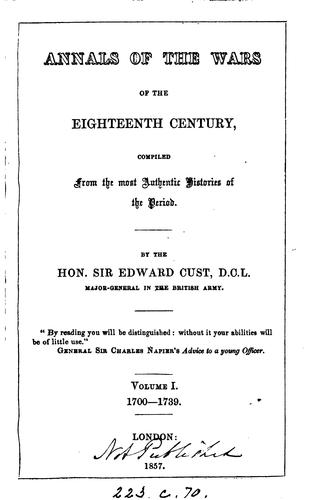Annals of the wars of the eighteenth century