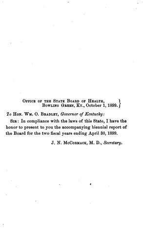 Biennial report of the State Board of Health of Kentucky. 1883