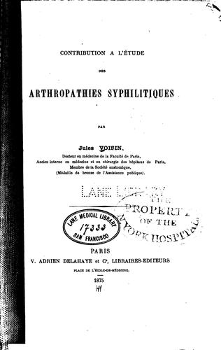 Contribution à l'étude des arthropathies syphilitiques