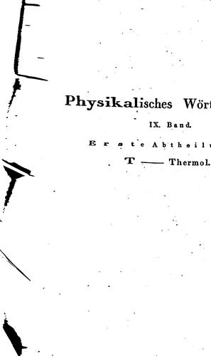 Johann Samuel Traugott Gehler's Physikalisches wörterbunch