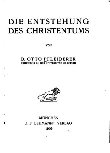 Die Entstehung des Christentums