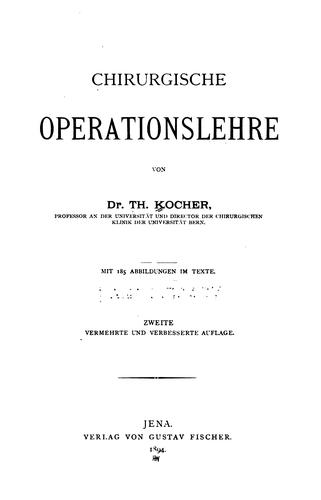Chirurgische Operationslehre