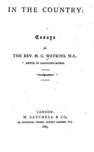 In the Country: Essays
