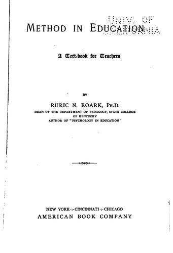 Method in Education: A Text-book for Teachers