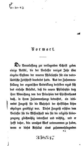Das Princip der Neuern Philosophie und die christliche Wissenschaft