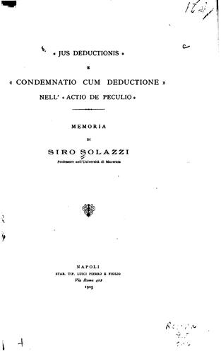 Jus deductionis e condemnatio cum deductione nell'actio de peculio