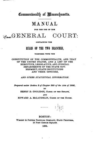 A Manual for the Use of the General Court