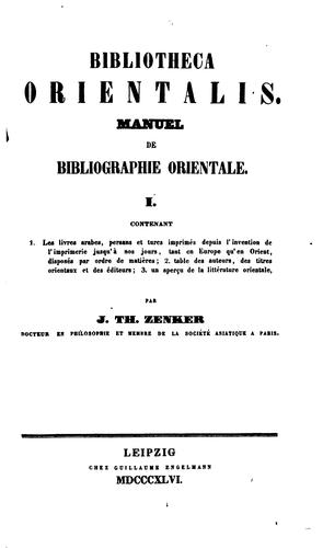 Bibliotheca orientalis: Manuel de bibliographie orientale ..
