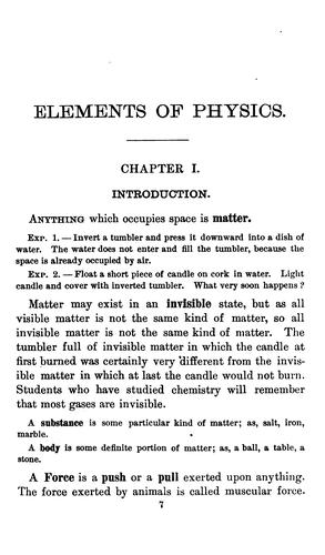 Elements of Physics for Use in Secondary Schools