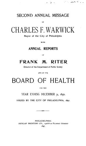 Report of the Board of Health of the city and port of Philadelphia. 1862