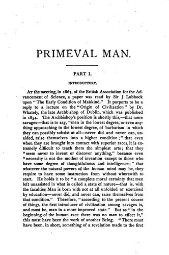 Primeval Man: An Examination of Some Recent Speculations