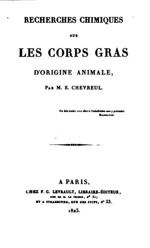 Recherches chimiques sur les corps gras d'origine animale