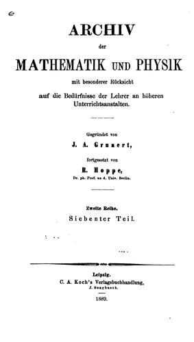 Archiv der Mathematik und Physik