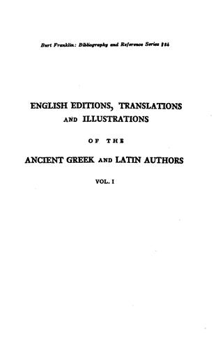 A View of the English Editions, Translations, and Illustrations of the ..