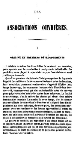 Les associations ouvrières