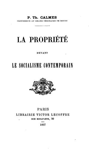 La propriété devant le socialisme contemporain