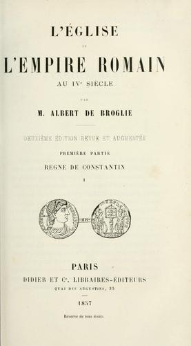 L' eglise et l'empire romain au IVe siècle