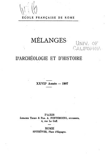 Mélanges d'archéologie et d'histoire