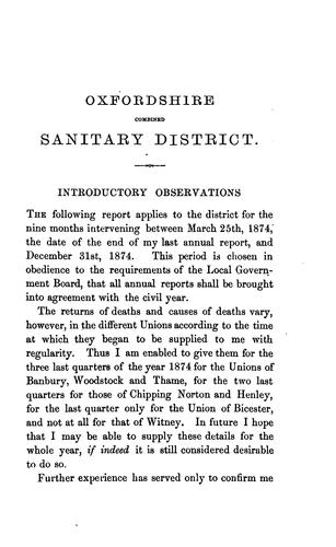 Report upon the sanitary condition of the districts of the combined sanitary authorities of ..