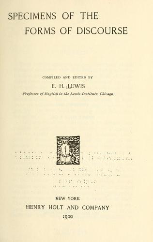 Specimens of the forms of discourse