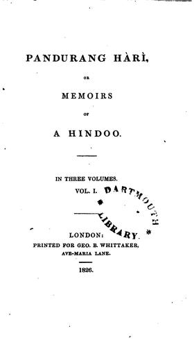 Pandurang Hàrì, Or, Memoirs of a Hindoo