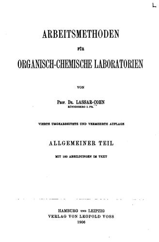 Arbeitsmethoden für organisch-chemische Laboratorien
