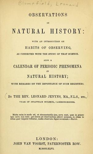 Observations in natural history