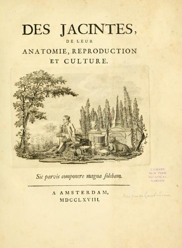 Des jacintes, de leur anatomie, reproduction et culture