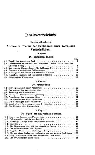 Vorlesungen über allgemeine Funktionentheorie und elliptische Funktionen