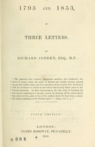 1793 and 1853, in three letters
