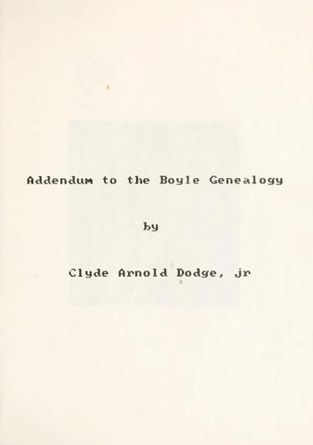 Addendum to the Boyle genealogy
