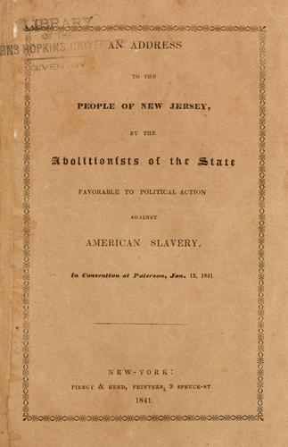 An address to the people of New Jersey