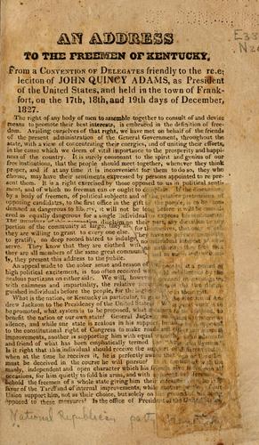 An address to the freemen of Kentucky