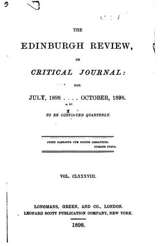 The Edinburgh Review: Or Critical Journal