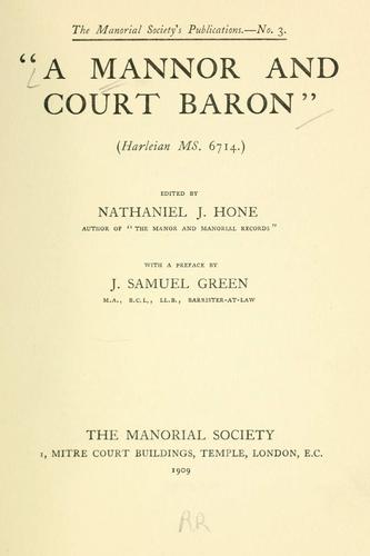 "A mannor and court baron"