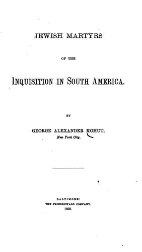 Jewish Martyrs of the Inquisition in South America