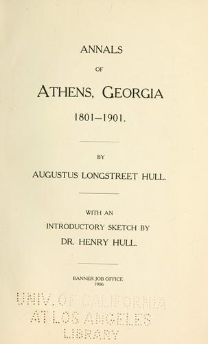 Annals of Athens, Georgia, 1801-1901